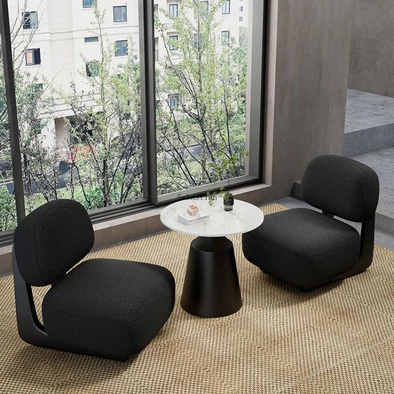 Wabi-sabi Lovely Single Sofa Chair Lamb Cashmere Simple Floor Lazy Net Red Hotel Single Chair Ins Chairs for Bedroom - Pacisia