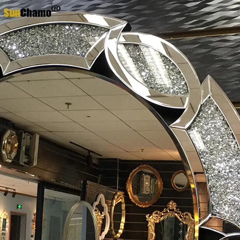 Sunchamo Acrylic Rhinestone Mirror Splicing Entrance Decorative Mirrors Wall-mounted Hotel Club Bathroom Vanity Home Decoration - Pacisia