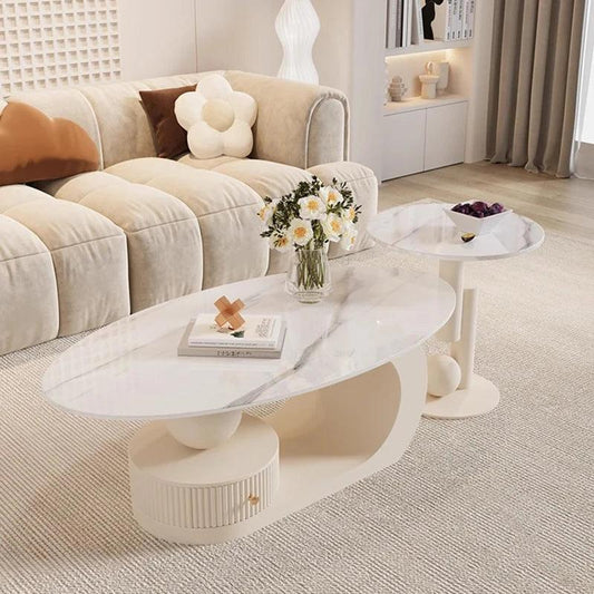 Lacquered White Coffee Table Round Designer Dressing Auxiliary Modern Coffee Table Marble Muebles Para El Hogar Garden Furniture - Pacisia