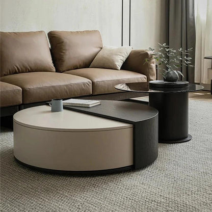 Round Luxury Coffee Tables Wood Living Room Minimalist Home Coffee Tables Modern Design Tavolino Da Salotto Bedroom Furniture - Pacisia