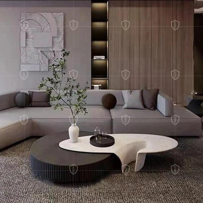 Modern Coffee Table Living Room Wood Elipse Unique Home Coffee Table Modern Home Made Set White Italian Table Basse FurnitureXS - Pacisia