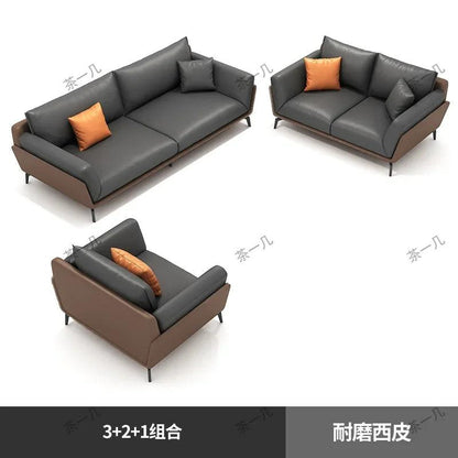 Modern Style Leather Sofa Bed Living Room Unusual Modern Couch Luxury Home Bedroom Recliner Straight Large Divano Decoration - Pacisia