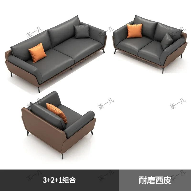 Nordic Style Leather Sofa Bed Living Room Unusual Modern Couch Luxury Longue Recliner Straight Large Divano Home Furniture - Pacisia