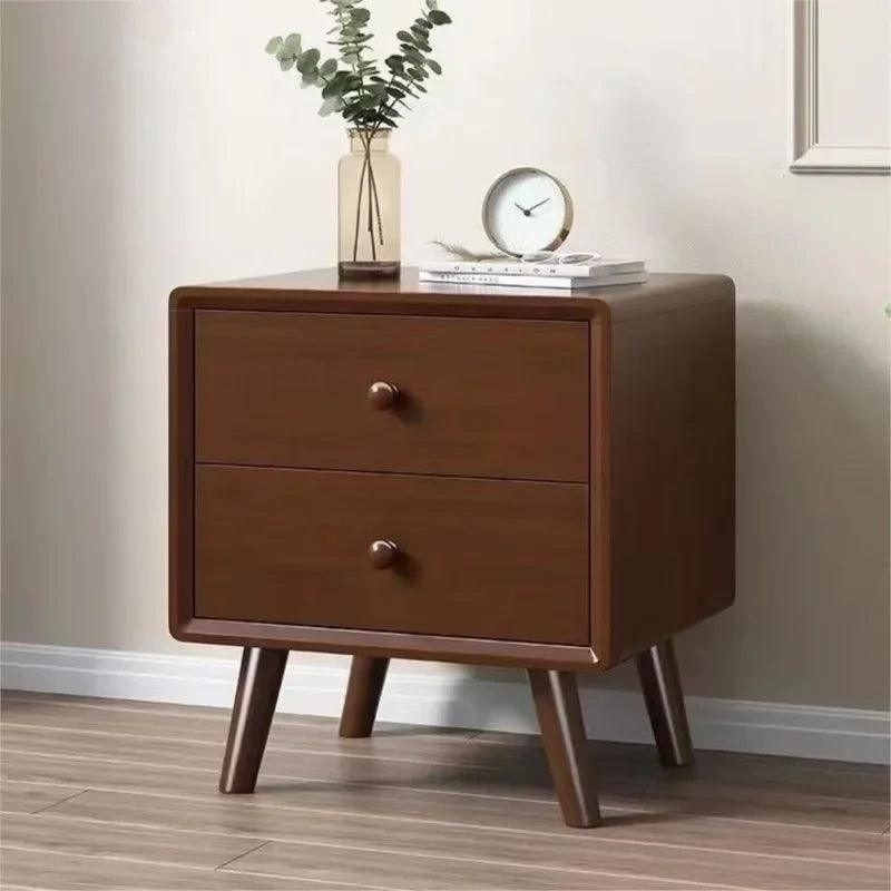 Modern Simple Scandinavian Solid Wood Nightstand Small Bedroom Bedside Storage Storage Cabinet Log Cabinet - Pacisia