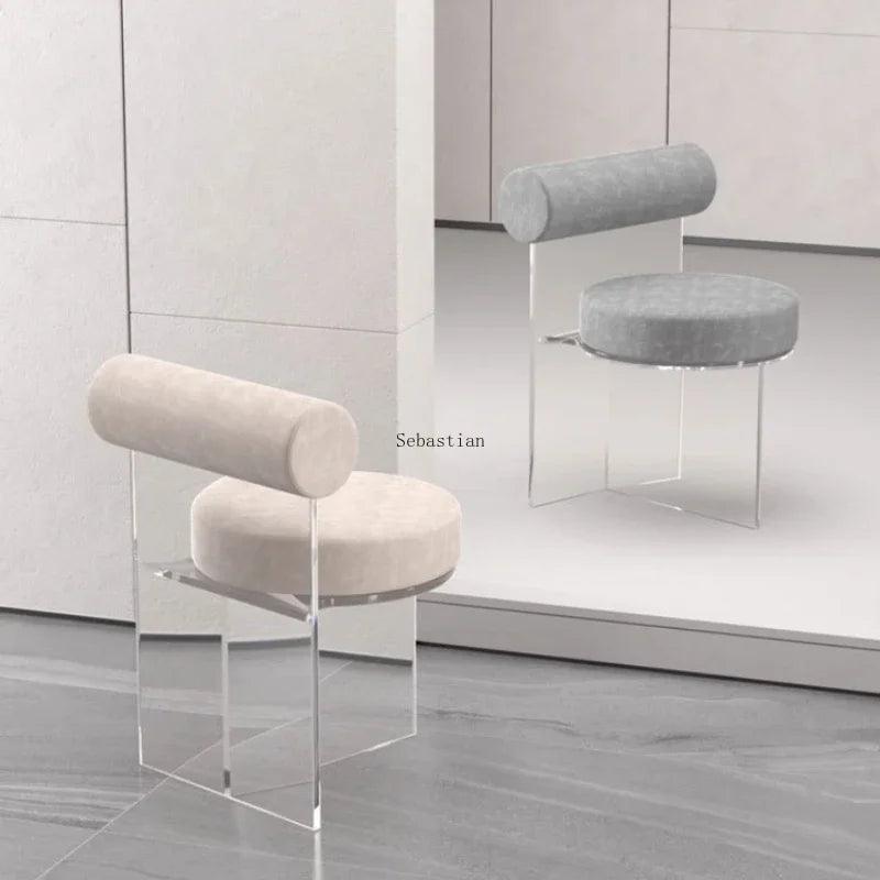 Luxury Bedroom Makeup Stool, Light Luxury Desk and Chair, Internet Famous Acrylic Style Transparent Nail Stool - Pacisia