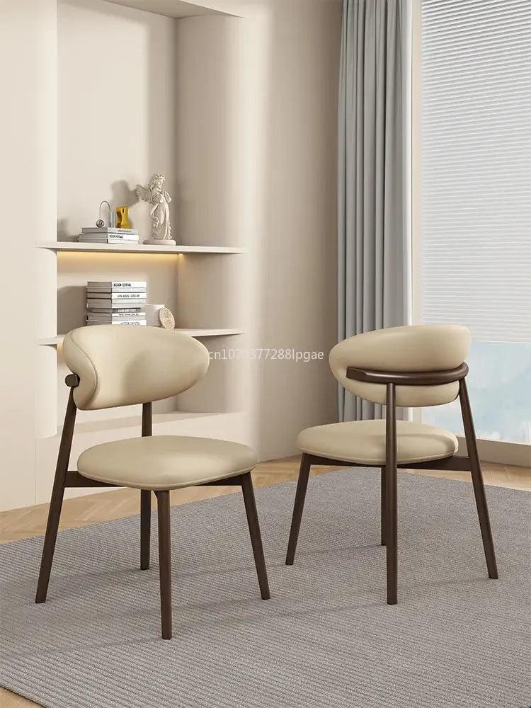 Solid Wood Dining Chair Nordic Modern Minimalist Light Luxury Home Hotel Restaurant Back Cream Chair Furniture - Pacisia