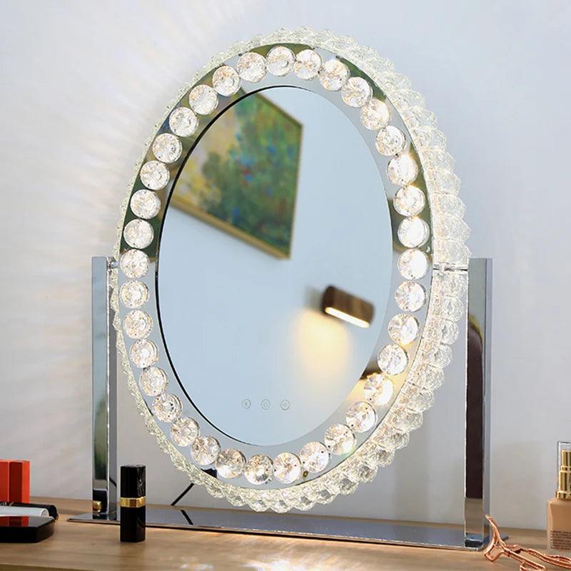 Decorative Glass Mirror Vanity Lights Round Luxury Home Decoration Bathroom Makeup Mirror Aesthetic Miroir Coiffeur Room Decor - Pacisia