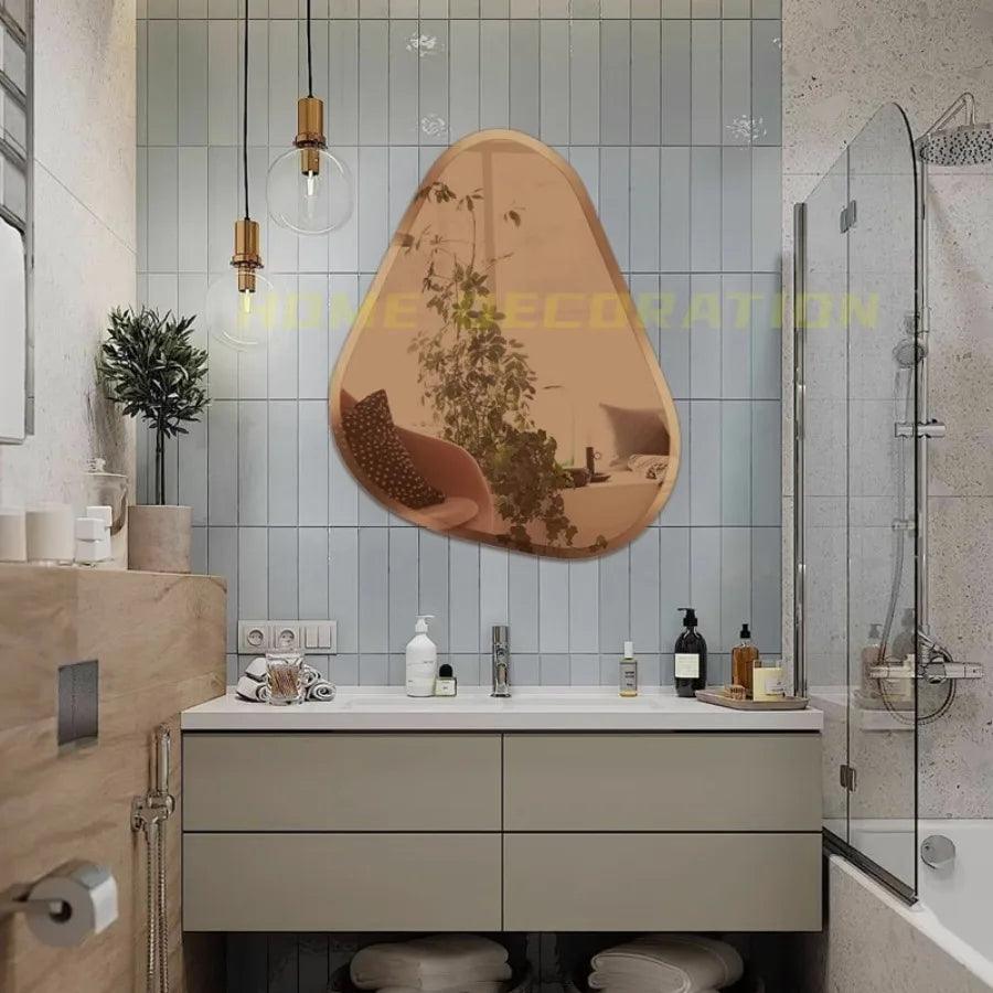Wall Mirror Aesthetic Big Makeup Women Vanity Bathroom Mirror Decoration Girls Shower Light Nordic Home Design Espejo Home Decor - Pacisia