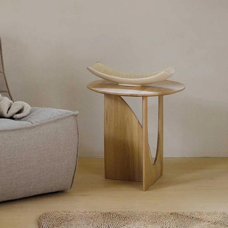 MOMO Simple Solid Wood Round Edg Small Coffee Table Side Table Nordic Round Table Bedside Table Geometric Designer Corner Table - Pacisia