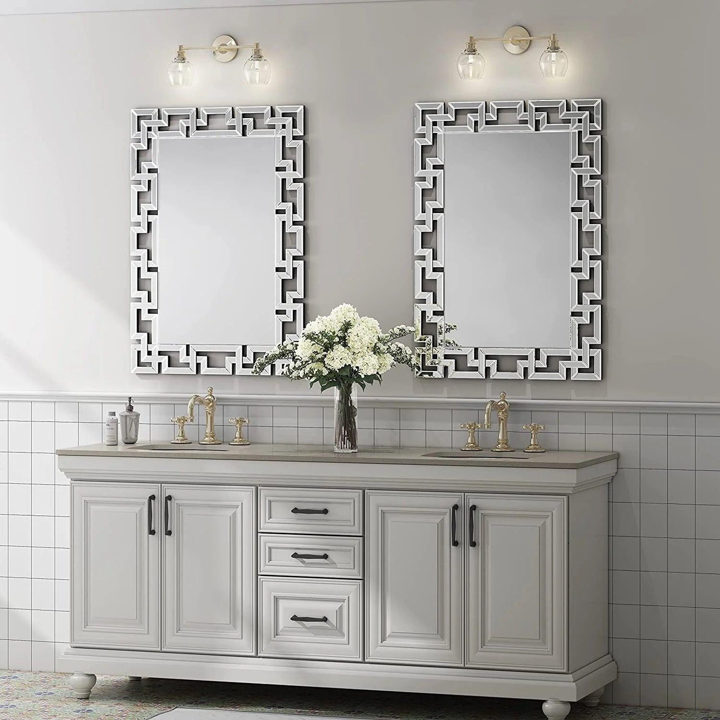 European Living Room Wall Art Wooden Decorative Mirror Large Luxury Entrance Console Wall Hanging Square Wall Mirror - Pacisia