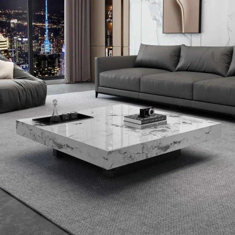 Marble Top Coffee Table Living Room Luxury Stone Rectangular Coffee Table Modern Topper Italian Table Basse Home FurnitureXS - Pacisia