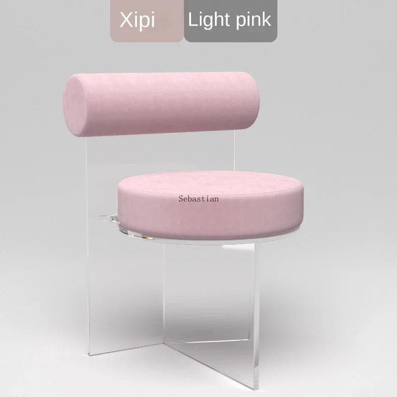 Luxury Bedroom Makeup Stool, Light Luxury Desk and Chair, Internet Famous Acrylic Style Transparent Nail Stool - Pacisia