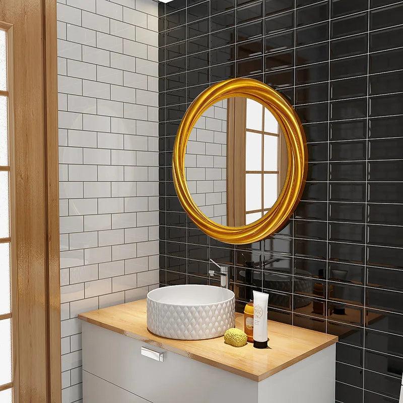 Gold Mirror Bathroom Light Led Big Makeup Shower Round Toilet Vanity Wall Mount Mirrors Circle Espejo Pared Bathroom Vanity Unit - Pacisia