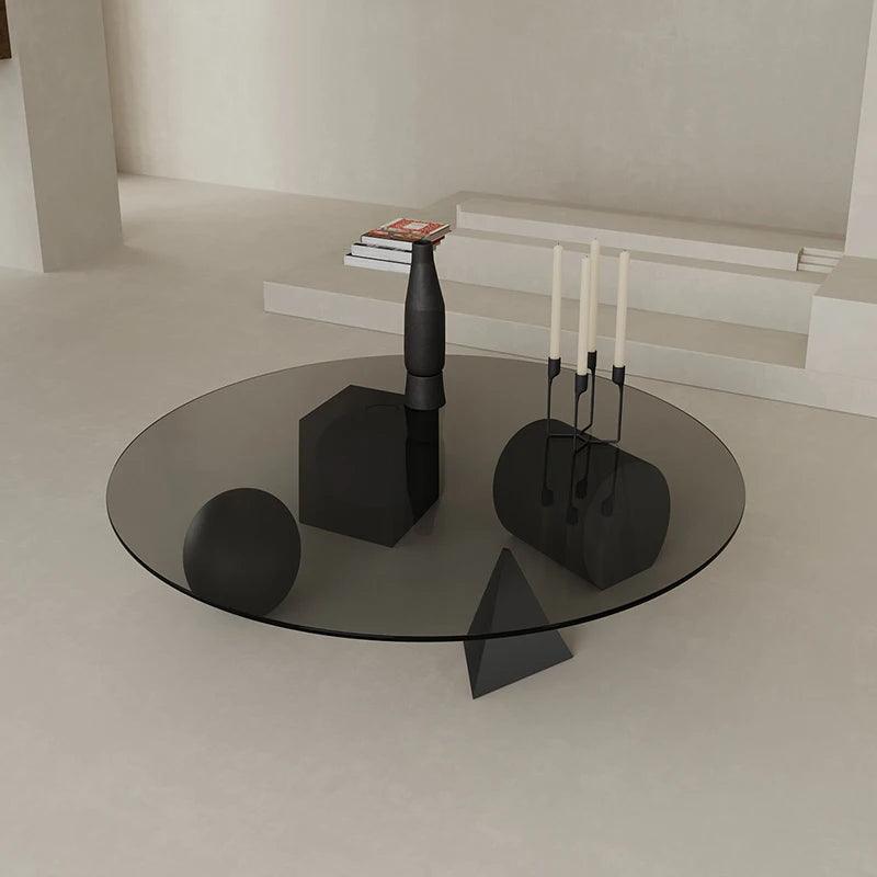Modern Light Luxury Glass Coffee Table, Living Room Home Balcony Tea Table, Italian Creative Geometric Art Round Table - Pacisia