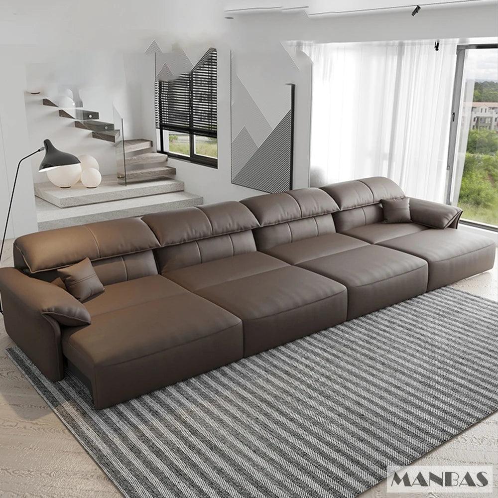 Linlamlim Electric Sofa Convertible for Cinema Living Room | Genuine Leather Electric Multifunction Sofa Bed | Folding Sofa Beds - Pacisia