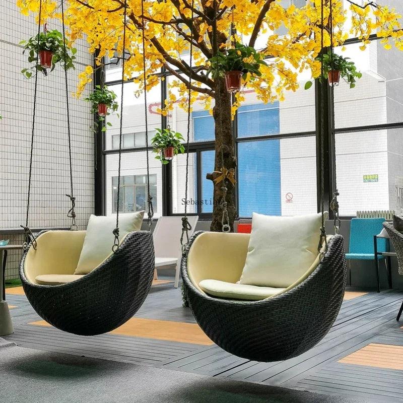 Home Designer Internet Celebrity Indoor Swing Single Rocking Chair Balcony Lazy Bird's Nest Hanging Basket Rattan Chair - Pacisia