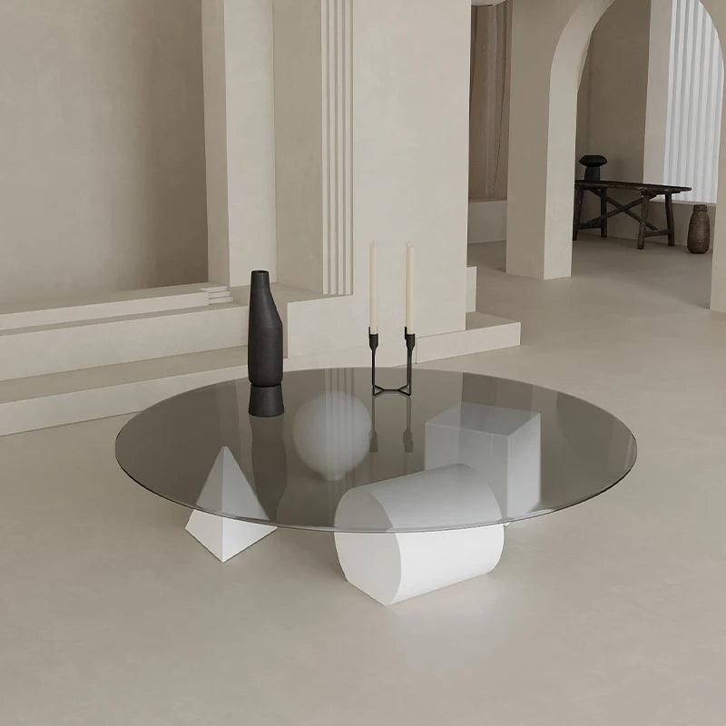 Modern Light Luxury Glass Coffee Table, Living Room Home Balcony Tea Table, Italian Creative Geometric Art Round Table - Pacisia
