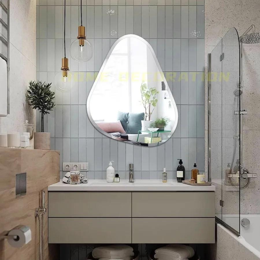 Wall Mirror Aesthetic Big Makeup Women Vanity Bathroom Mirror Decoration Girls Shower Light Nordic Home Design Espejo Home Decor - Pacisia