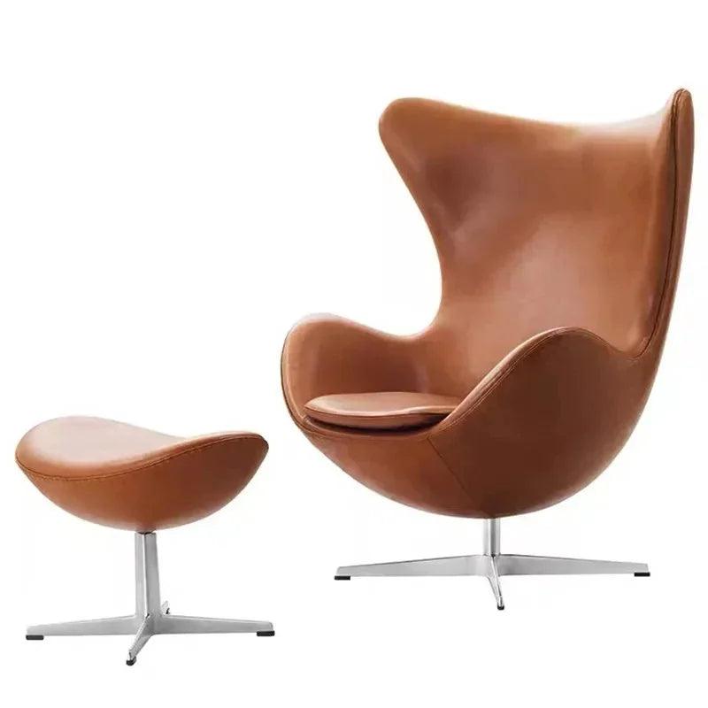 Nordic Creative Egg Chair Home Modern Minimalist Living Room Chairs Designer Lounges Chair with Stool PU Leather Lazy Couch - Pacisia