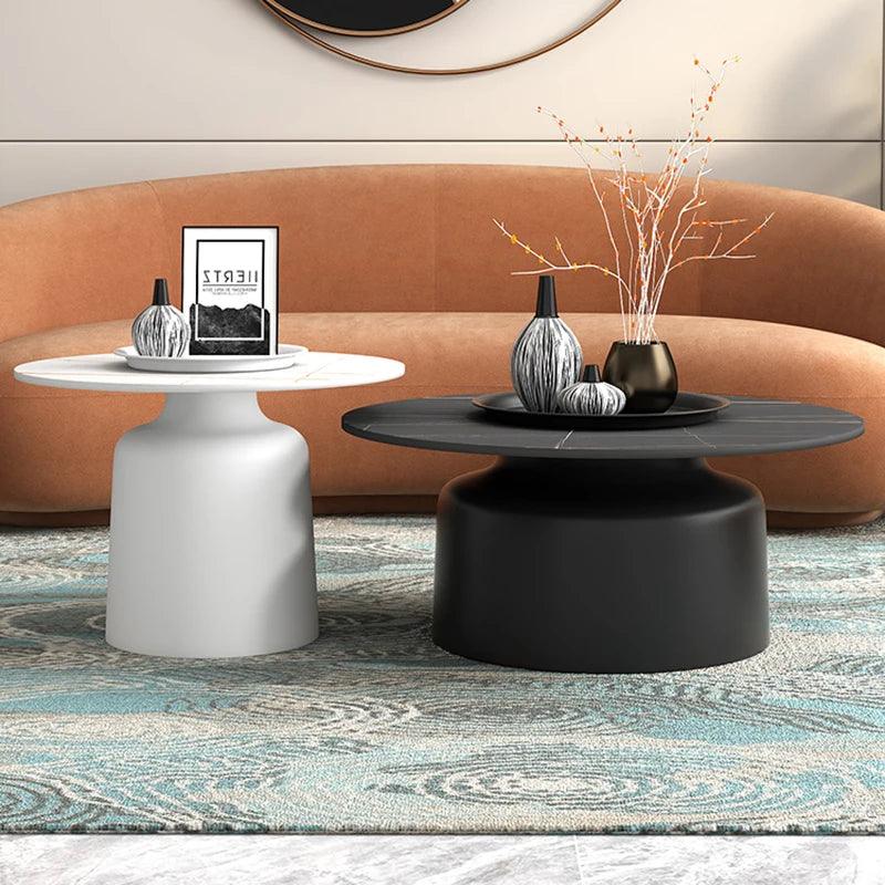 Japanese Designer Modern Coffee Table Marble Stone French Round Low Side Table Nordic Set Mueble Salon Living Room Decoration - Pacisia