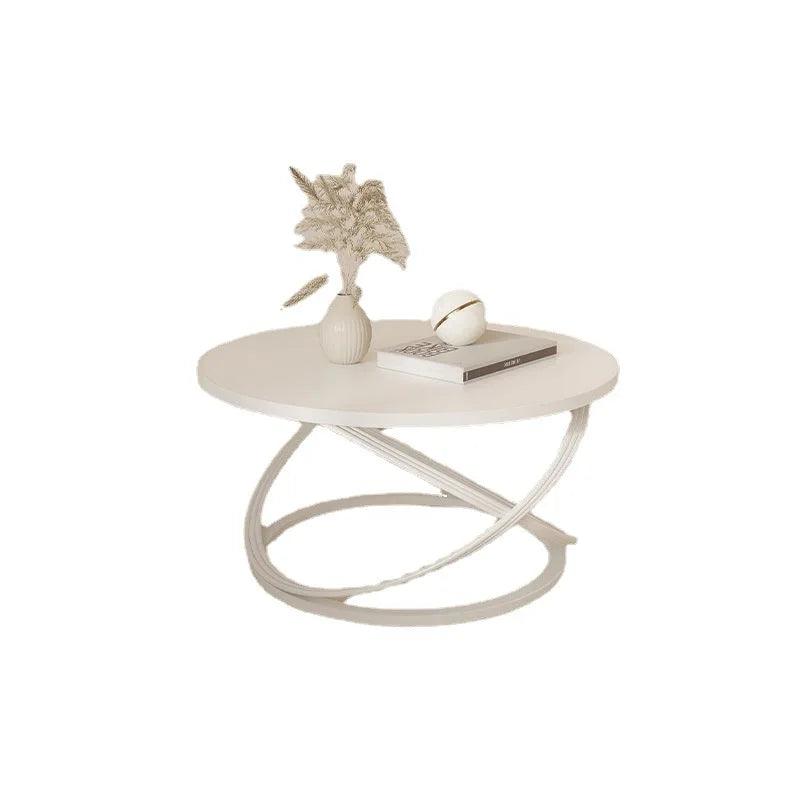 Light Luxury Small Tea Table Cream Wind Table Simple Living Room Small Household Coffee Table Round Slate - Pacisia