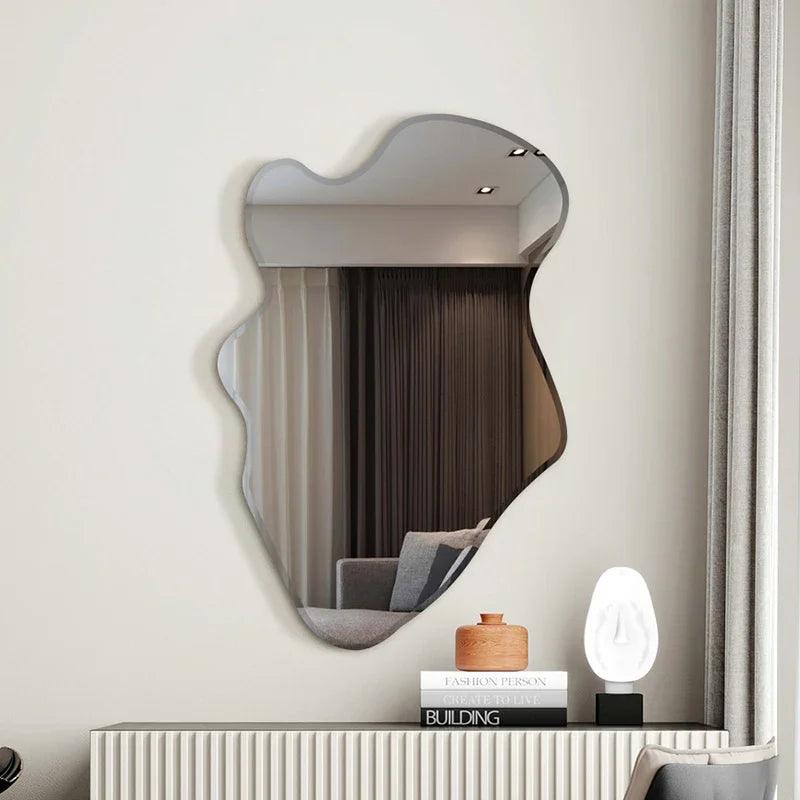 Korean Wavy Mirrors Compact Aesthetic Funky Irregular Mirrors Black Quality Art Decoracion Para El Hogar Bedroom Decoration - Pacisia
