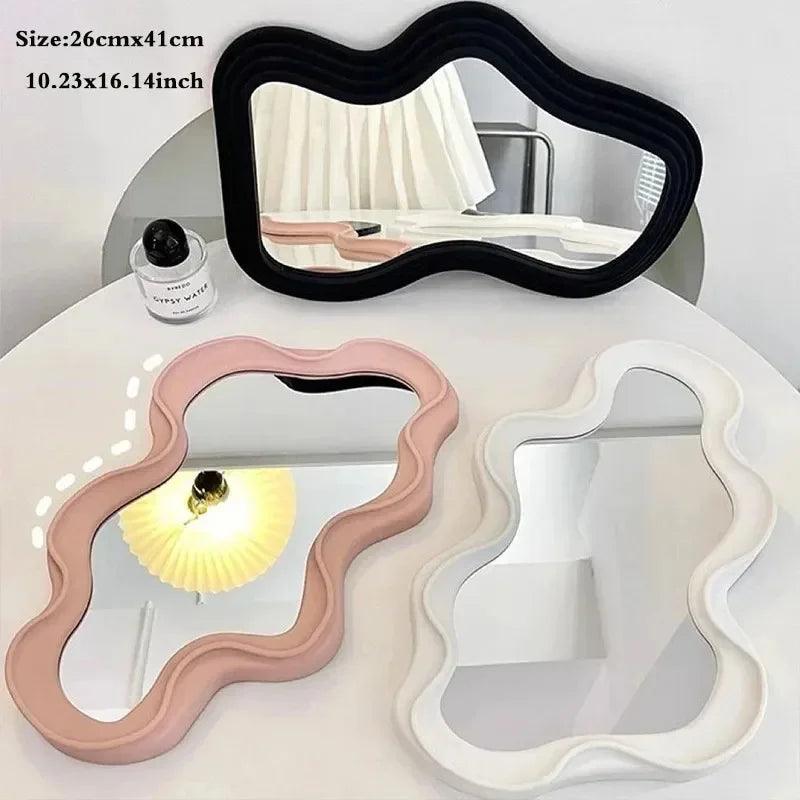 Cloud-shaped Makeup Mirrow Standing Mirror Bathroom Desk Standing Korean Hairdressing Wall Mirror Mural House Bedroom Decor - Pacisia