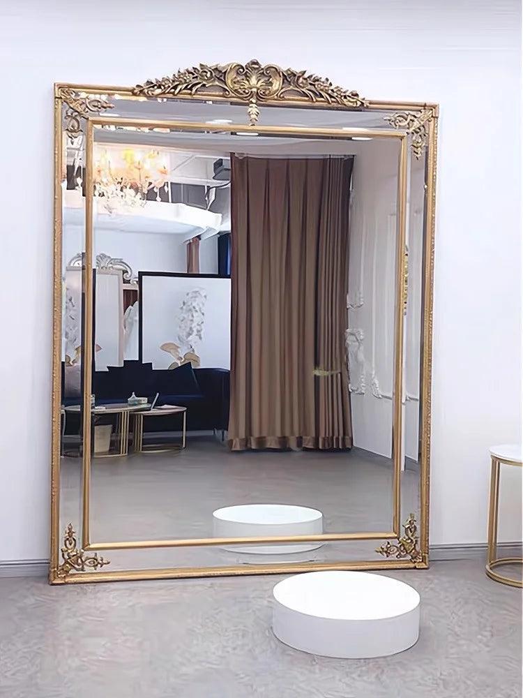 Customized European style retro full body mirror,light luxury carved floor mirror,dressing mirror,wall mounted large mirror - Pacisia