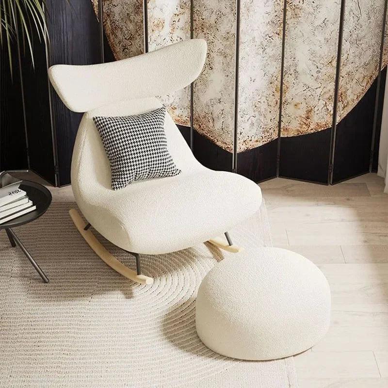 Fluffy White Living Room Chair Elastic Modern Nordic Lounge Living Room Chair Lazy Rocking Meubles De Salon Home Furniture - Pacisia