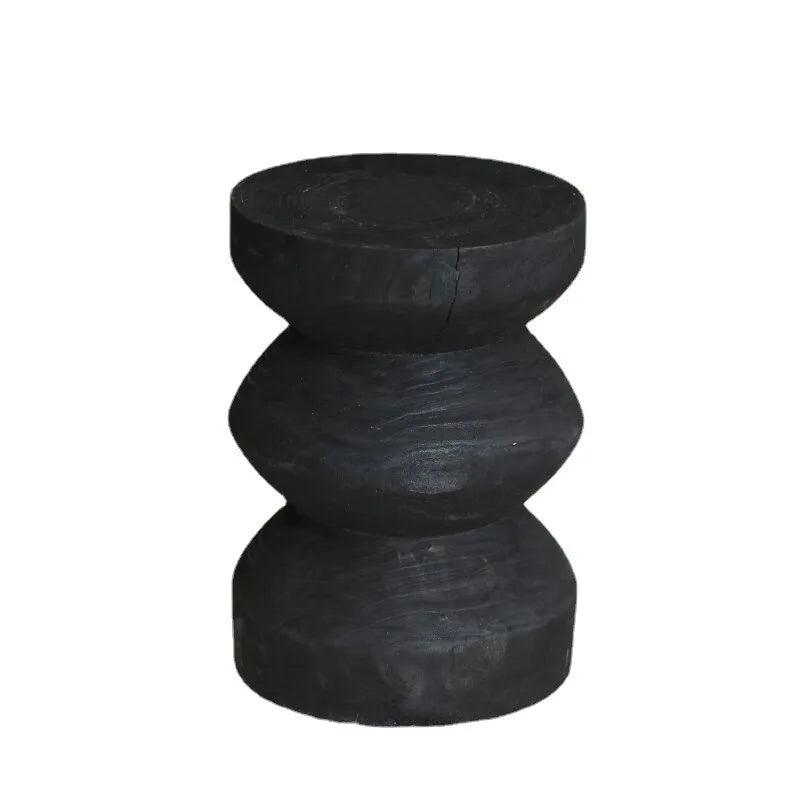 MOMO Original Wooden Low Stool Wabi-sabi Small Side Table B&B Decorative Wooden Stool Retro Solid Wood Creative Sofa Table - Pacisia