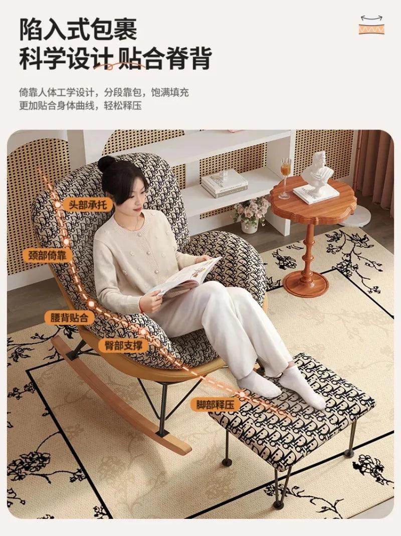 Chaise Lounge Rocking chair Adult lounge chair balcony comfortable lounger recliner Single sofa living room sedentary rocking - Pacisia