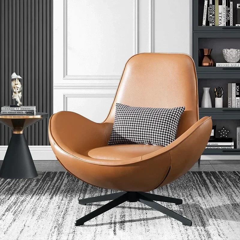 Nordic leather chair, office black metal leg pad design, relaxing armchair, industrial indoor Silla salon, bedroom furniture - Pacisia