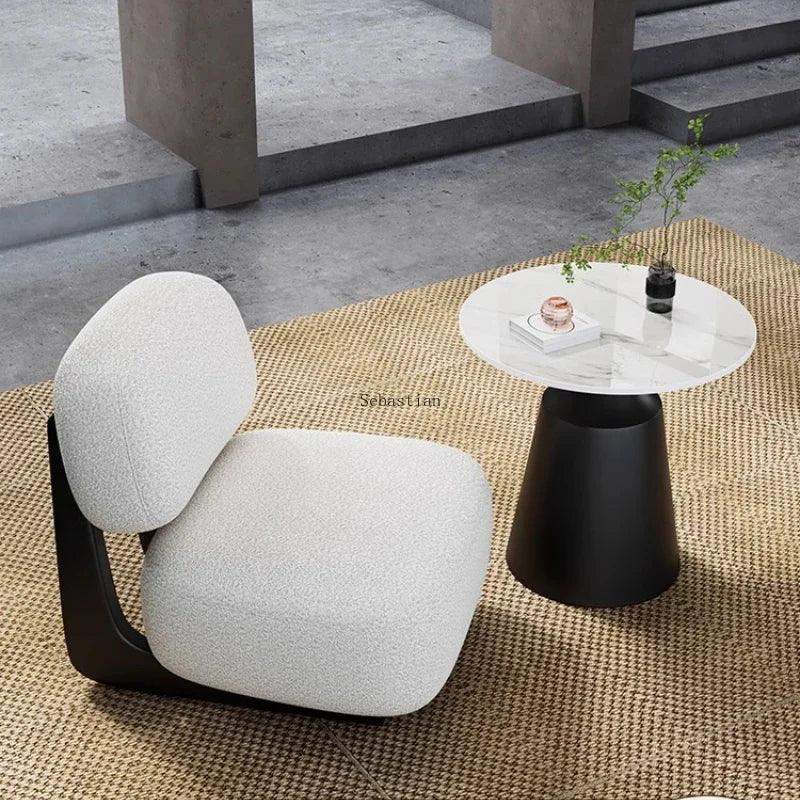 Wabi-sabi Lovely Single Sofa Chair Lamb Cashmere Simple Floor Lazy Net Red Hotel Single Chair Ins Chairs for Bedroom - Pacisia