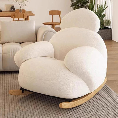 Wood Rocking Living Room Chair White Modern Design Unique Living Room Chair Lounge Waiting Silla Plegable Interior Decorations - Pacisia