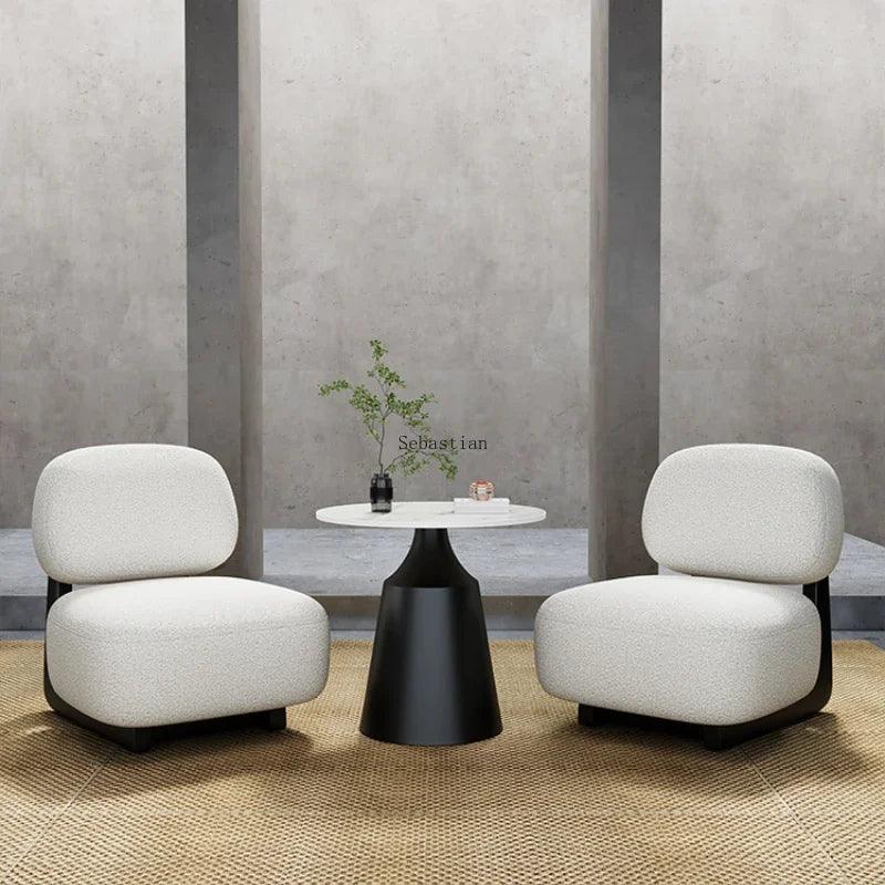 Wabi-sabi Lovely Single Sofa Chair Lamb Cashmere Simple Floor Lazy Net Red Hotel Single Chair Ins Chairs for Bedroom - Pacisia
