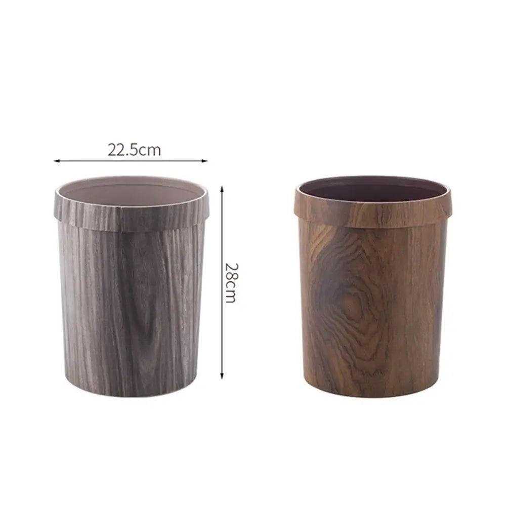 Retro Wood Grain Trash Can Living Room Waste Basket Creative Office Toilet Paper Basket Bathroom Bedroom Supplies - Pacisia