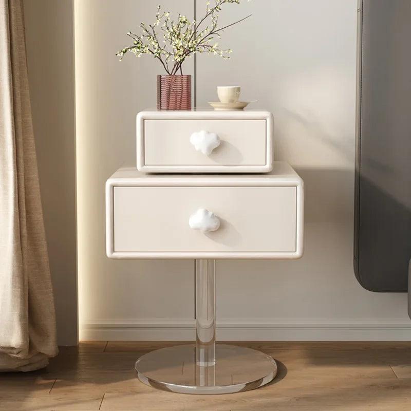 Modern Rotating Nordic Nightstand Double Layer Storage Cabinet Acrylic Modern Simple Solid Wood Tables De Nuit Furniture KMNS - Pacisia