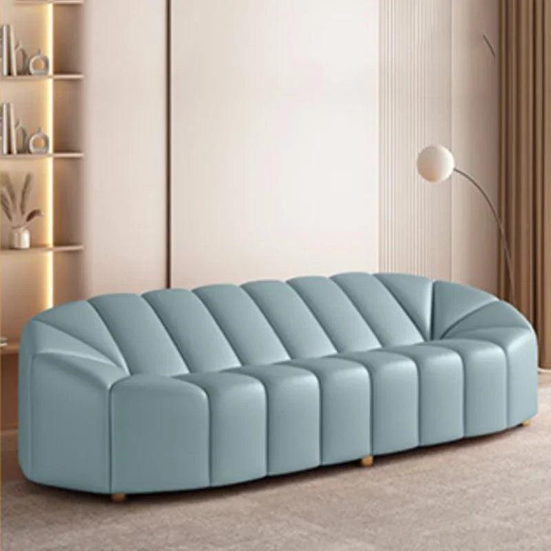 Nordic Style Leather Sofa Bed Stretch Curved Modern Designer Couch Modular White Soft Canape Chaise Canape Salon Home Furniture - Pacisia