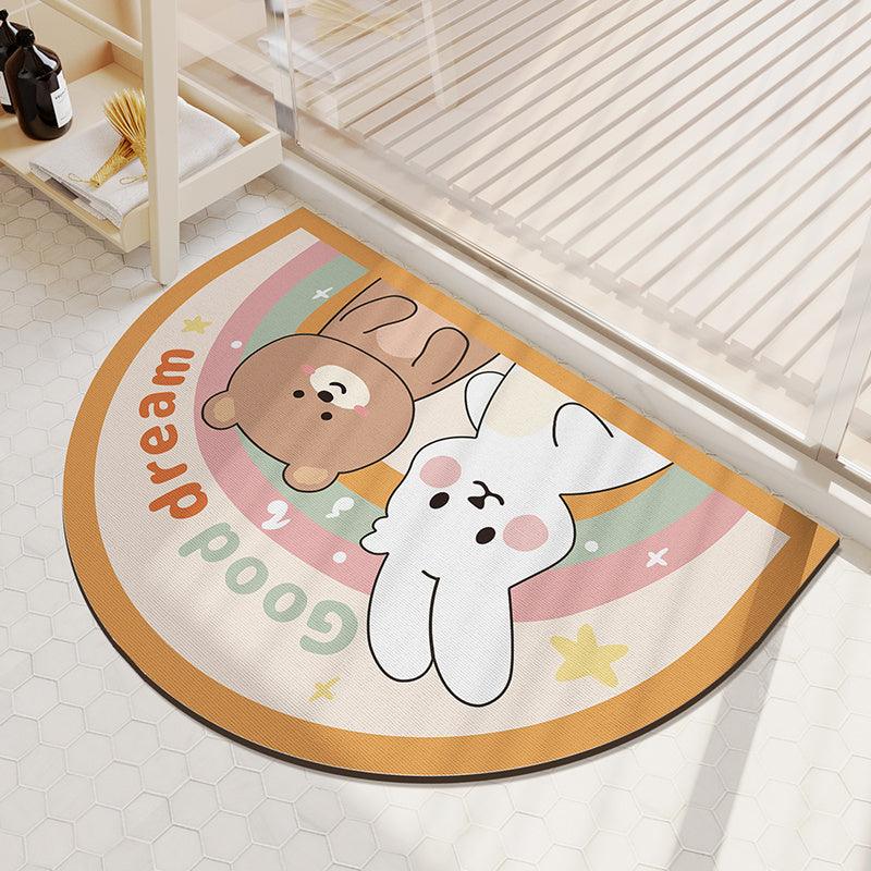 Cartoon Bathroom Diatom Mud Absorbent Cushion Toilet Door Mat Toilet Door Quick-drying Floor Mat - Pacisia