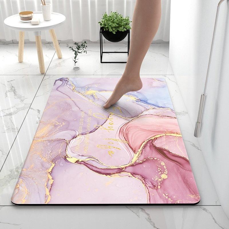 Marbling Bathroom Entrance Absorbent Floor Mat Household Quick-drying Diatom Ooze Floor Mat - Pacisia