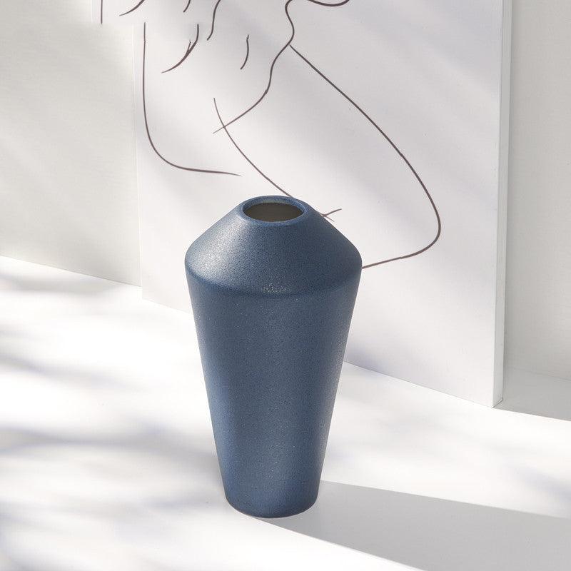 Blue Nordic Mediterranean Dry Flower Vase Living Room Simple Ceramic Creative Decoration Table Flower - Pacisia