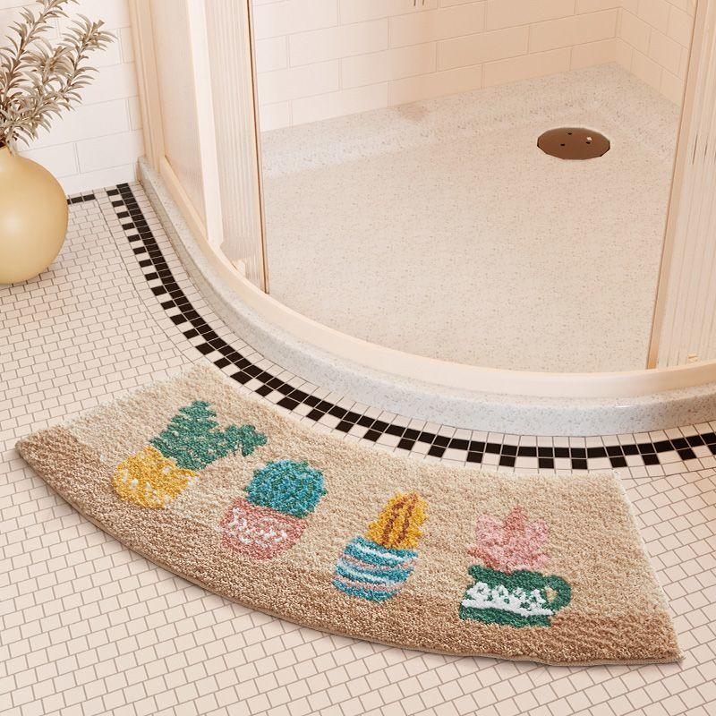 Absorbent Floor Mat Fan-shaped Carpet Shower Room Door Mat Bathroom Non-slip - Pacisia