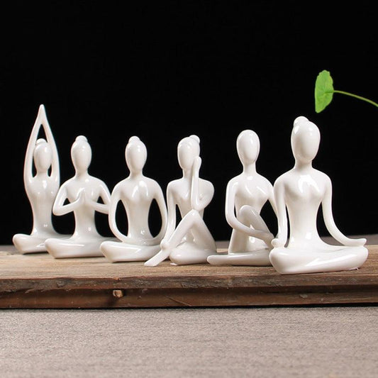 Abstract Art Ceramic Yoga Figurines Porcelain Yog Statue Home Decoration Accessories Office Desktop Ornament - Pacisia