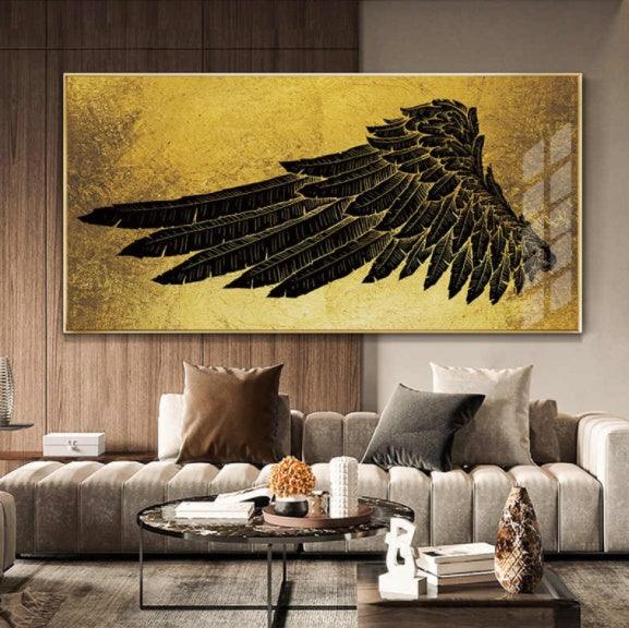 Abstract Golden Leaves Wall Art - Large Canvas Oil Painting for Home Decoration - Pacisia