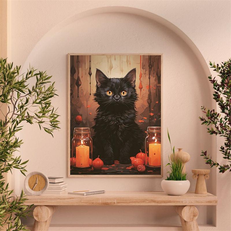 Abstract Gothic Crow Pumpkin Skull Canvas Painting - Bohemian Style Wall Art Decor - Pacisia