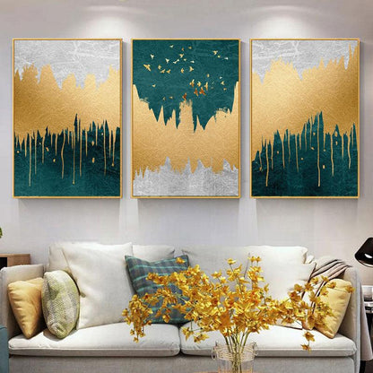 Abstract Landscape Wall Art - Triptych Canvas Painting for Living Room - Pacisia