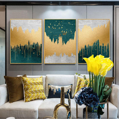 Abstract Landscape Wall Art - Triptych Canvas Painting for Living Room - Pacisia