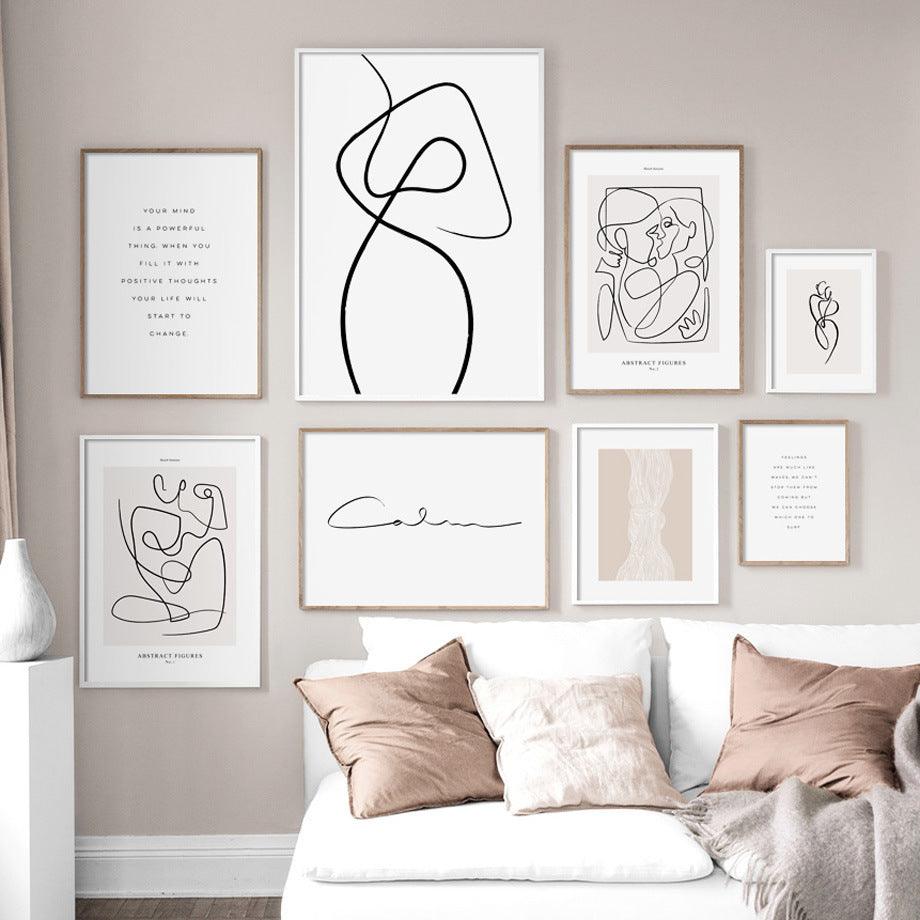 Abstract Line Art Canvas Painting - Modern Minimalist Wall Art for Home Decor - Pacisia