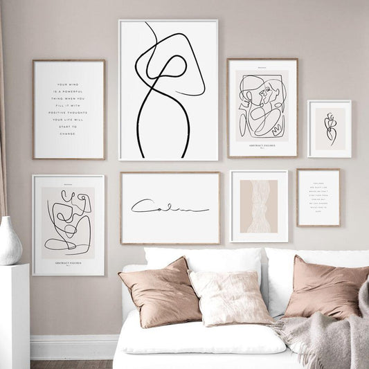 Abstract Line Art Canvas Painting - Modern Minimalist Wall Art for Home Decor - Pacisia
