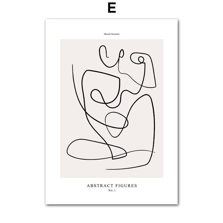 Abstract Line Art Canvas Painting - Modern Minimalist Wall Art for Home Decor - Pacisia